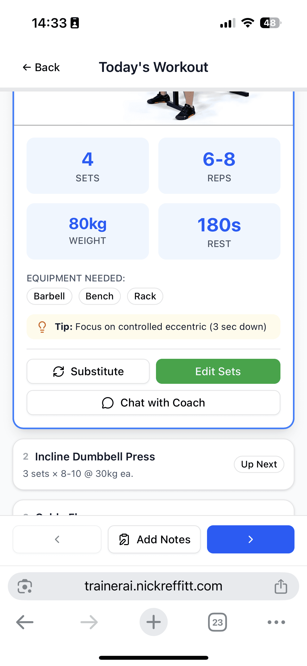 Adaptive Workout Sessions screenshot 2